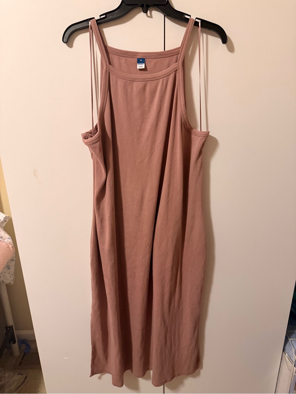 Classic Mauve Ribbed High Neck Midi Dress